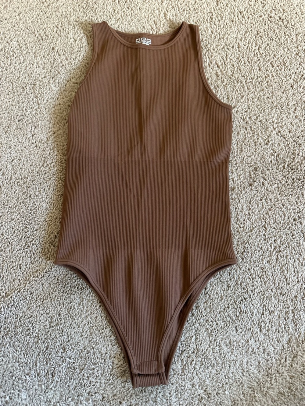 OQQ Ribbed Brown Bodysuit.